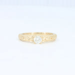 Load image into Gallery viewer, Old European Cut Diamond Ring, 0.28ct in 14K Yellow Gold with Floral Details - Kizer Cummings Jewelers
