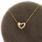 Load image into Gallery viewer, Heart Necklace with Ruby in 14K Yellow Gold
