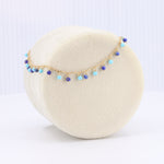 Load image into Gallery viewer, Mini Lapis and Turquoise Bead Fringe Bracelet in Yellow Gold