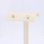 Load image into Gallery viewer, Australian Opal Half-Bezel Stud Earrings in Yellow Gold
