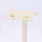 Load image into Gallery viewer, Australian Opal Stud Earrings, 0.36cttw Half-Bezel Set in 14K Yellow Gold - Kizer Cummings Jewelers
