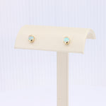 Load image into Gallery viewer, Australian Opal Stud Earrings, 0.36cttw Half-Bezel Set in 14K Yellow Gold