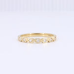 Load image into Gallery viewer, Hexagonal Shaped Geometric Wedding Diamond Band in Yellow Gold - 0.11cttw