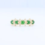 Load image into Gallery viewer, Jade Cabochon 5-stone Band with Diamond Accents in Yellow Gold