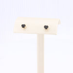 Load image into Gallery viewer, Onyx Heart Stud Earrings in Yellow Gold