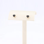 Load image into Gallery viewer, Onyx Heart Stud Earrings, 5mm in 14K Yellow Gold - Kizer Cummings Jewelers