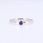 Load image into Gallery viewer, Bezel Set Amethyst Solitaire Ring in White Gold