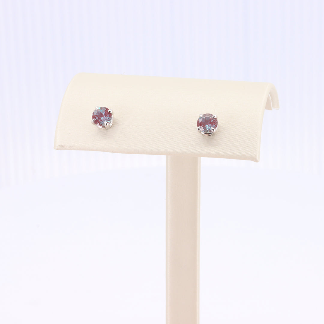 Lab-Grown Alexandrite Stud Earrings in White Gold