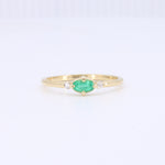 Load image into Gallery viewer, East-West Oval Emerald Ring with Diamond Trim in Yellow Gold