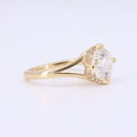 Load image into Gallery viewer, 14K yellow gold engagement ring with a round diamond center and diamond accents, elegant and timeless design.