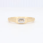 Load image into Gallery viewer, Emerald Diamond Signet Ring in Sandblasted Yellow Gold