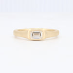 Load image into Gallery viewer, Emerald Cut Diamond Signet Ring in Sandblasted Yellow Gold