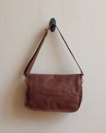 Load image into Gallery viewer, Brown Leather Crossbody Messenger Bag with Brass Hardware