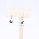Load image into Gallery viewer, Sapphire Petal Drop Earrings in White Gold