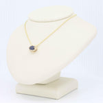 Load image into Gallery viewer, Sapphire and Diamond Halo Slide Pendant, 1.02ct Sapphire with 0.12cttw Diamond Halo in 14K Yellow Gold, 18 inch Chain - Kizer Cummings Jewelers