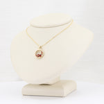 Load image into Gallery viewer, Garnet and Diamond Cluster Circle Pendant, 0.50cttw Garnet with 0.04cttw Diamond in 14K Yellow Gold, 18 inch Chain