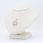 Load image into Gallery viewer, Diamond Chain Mail Flower Pendant Necklace, 0.03ct in Sterling Silver, 18 inch