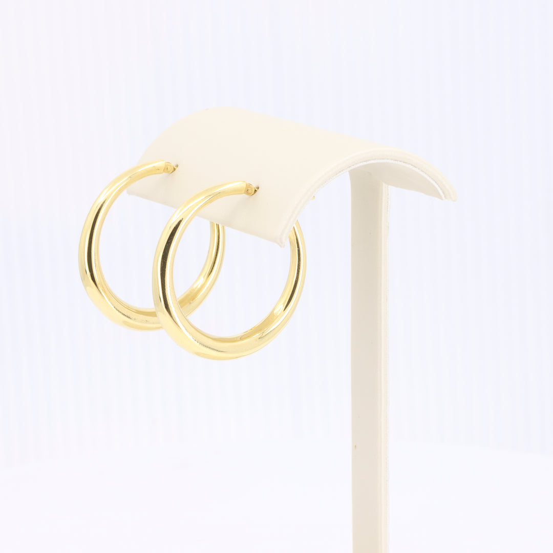 Wide Tapered Statement Tube Hoops in Yellow Gold -30mm