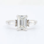 Load image into Gallery viewer, Lab Grown Diamond Ring, 2.01ct E VS2 Emerald Cut Diamond with 0.50cttw Tapered Baguette Diamonds in 14K White Gold - Kizer Cummings Jewelers