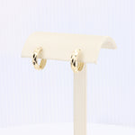 Load image into Gallery viewer, Faceted Yellow Gold Huggie Hoop Earrings