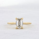 Load image into Gallery viewer, Emerald Cut Diamond Solitaire Ring in Yellow Gold
