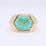 Load image into Gallery viewer, Hexagon Turquoise Signet Ring in Yellow Gold