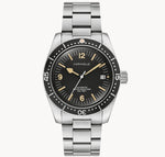 Load image into Gallery viewer, Caravelle Vintage Sea Hunter- Black Dial Watch w/ White Metal Features and Band