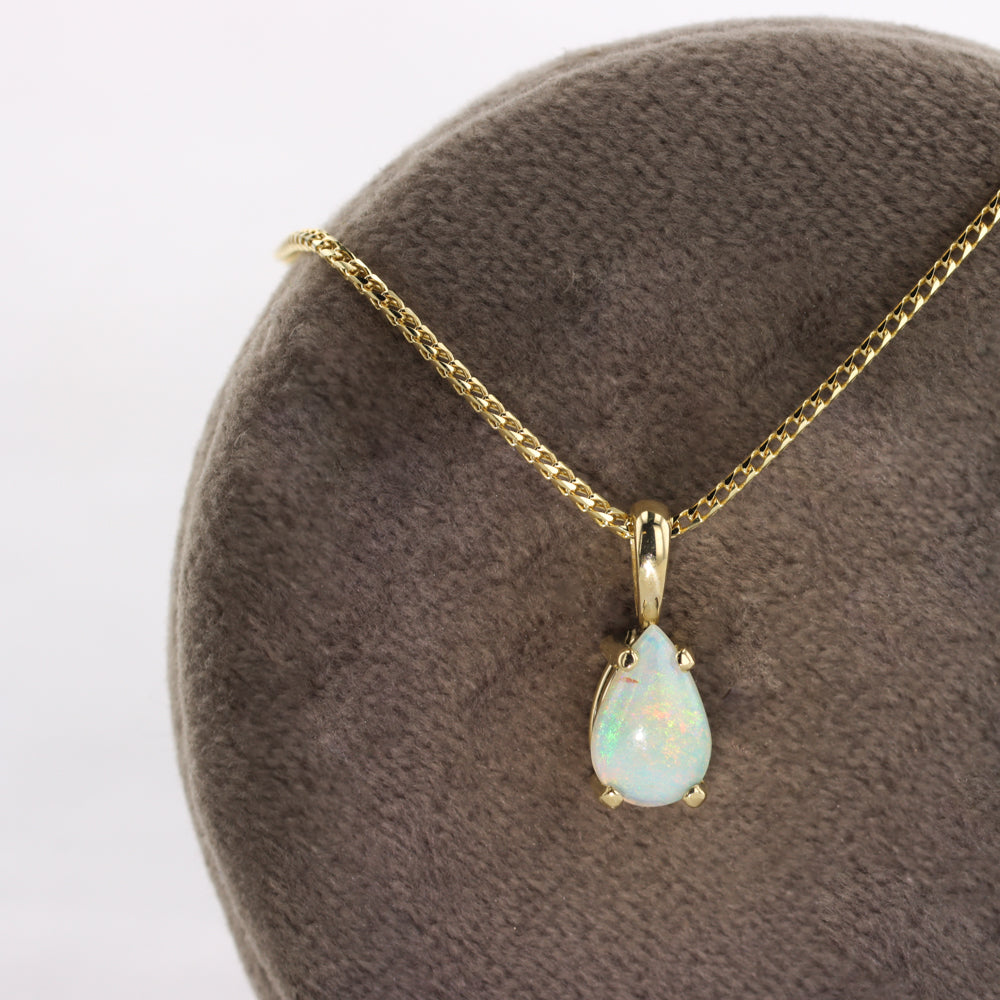 Australian Opal Pear Necklace in Yellow Gold