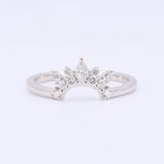 Load image into Gallery viewer, Silver crown-inspired ring featuring marquise and round-cut diamonds for an elegant, timeless look.