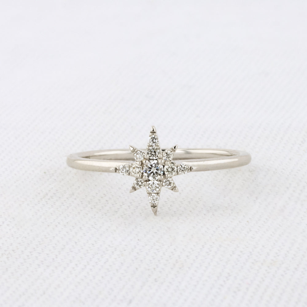 Starburst Diamond Ring in White Gold
