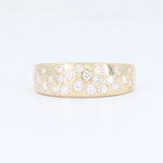 Load image into Gallery viewer, Gold band ring with clear round cubic zirconia stones, featuring a polished finish and contemporary design.