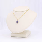 Load image into Gallery viewer, Sapphire Halo Pendant, 0.85cttw iin 14K Yellow Gold, 18 inch Chain - Kizer Cummings Jewelers