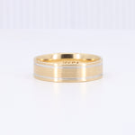 Load image into Gallery viewer, Gold and silver men's wedding band, featuring a sleek, modern design with contrasting polished finishes.