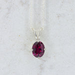Load image into Gallery viewer, Rhodolite Garnet Pendant, 3.36ct Oval in Sterling Silver, 16–18 inch Chain