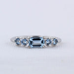 Load image into Gallery viewer, East-West Emerald-Cut Aquamarine Ring in White Gold
