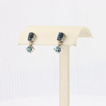 Load image into Gallery viewer, Indicolite with Zircon Drop Earrings in White Gold