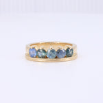 Load image into Gallery viewer, Five Stone Montana Sapphire Ring with Double Millgrain Edge