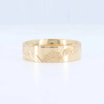 Load image into Gallery viewer, Sunflower Hand Engraved Band in 14K Yellow Gold, 6mm - Kizer Cummings Jewelers