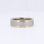 Load image into Gallery viewer, Silver textured men's ring with a polished edge, featuring a contemporary design. Perfect for everyday wear.