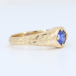 Load image into Gallery viewer, Sapphire Hand Engraved Ring, 0.49ct in 14K Yellow Gold