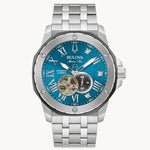 Load image into Gallery viewer, Bulova Marine Star- Turquoise Round Mechanical Face w/ White Metal Features and Band
