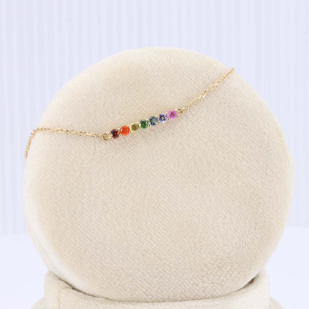 Rainbow Bar Gemstone Bracelet in Yellow Gold