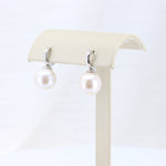 Load image into Gallery viewer, Freshwater Pearl Drop Huggie Earrings in Sterling Silver, 12mm Pearls