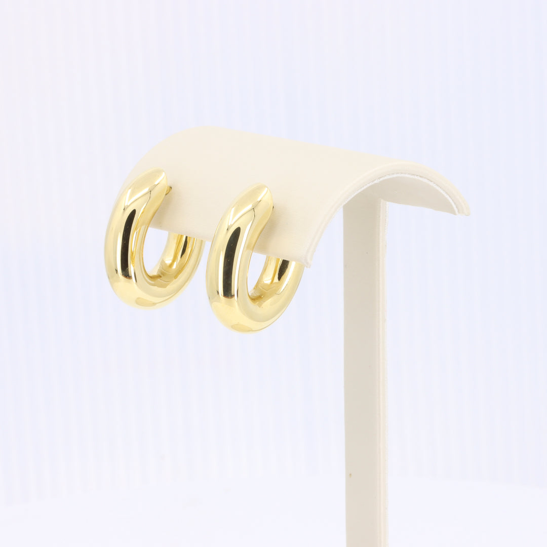 Yellow Gold Statement Hoop Oval Earrings