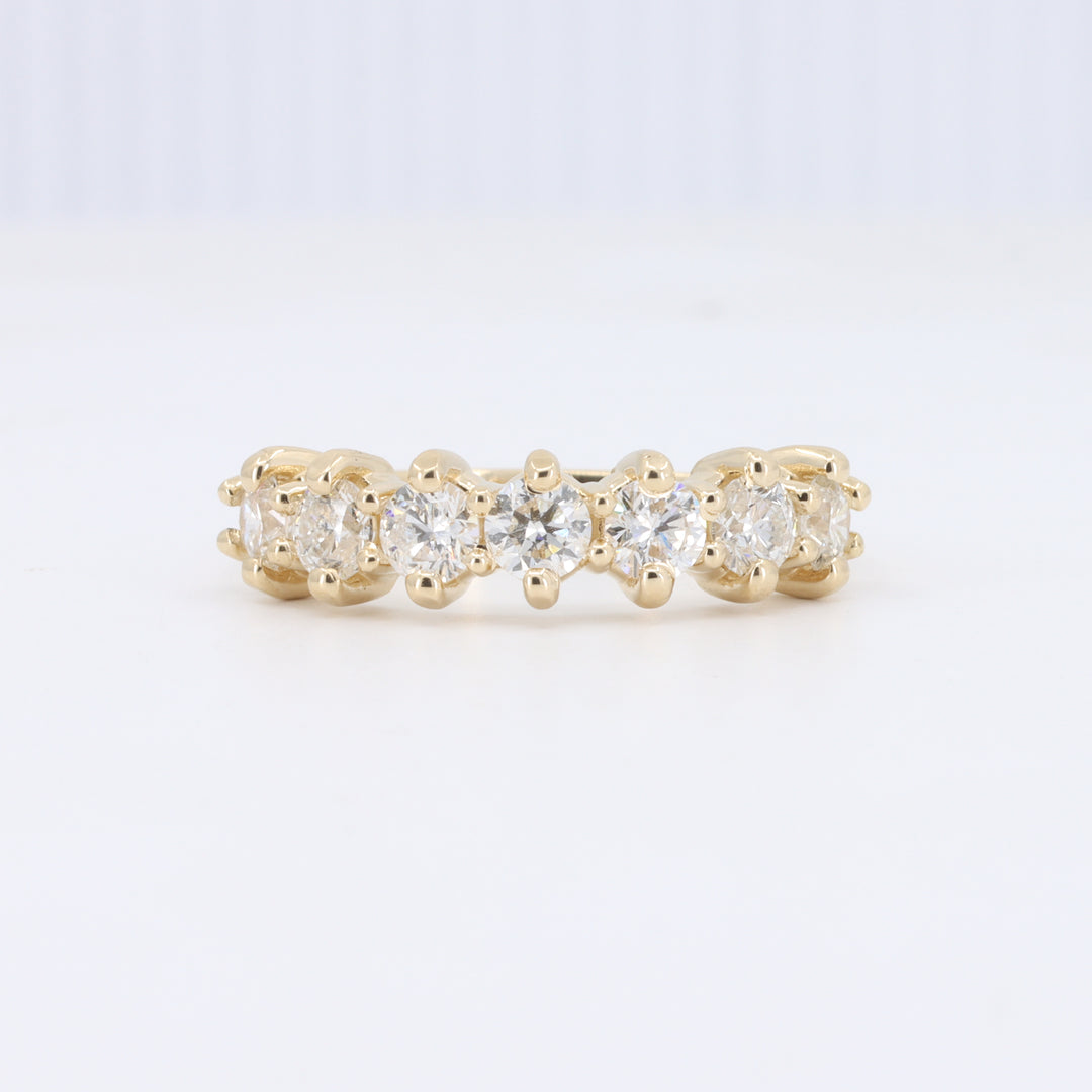 Seven Stone Diamond Anniversary Band in Yellow Gold- 1.16cttw