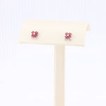 Load image into Gallery viewer, Quatrefoil Ruby Earrings 14KT White Gold