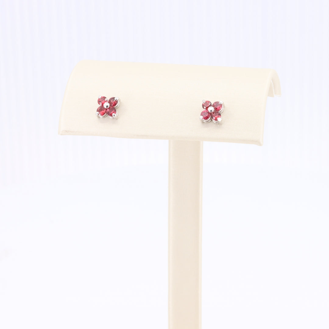 Quatrefoil Ruby Earrings 14KT White Gold