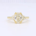 Load image into Gallery viewer, Three Stone Elongated Cushion Diamond Engagement Ring with Claw Prongs