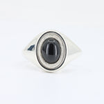 Load image into Gallery viewer, Onyx Cabochon Signet Ring, 9x7mm in Sterling Silver