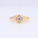 Load image into Gallery viewer, Upcycled Knife Edge Signet Ring with Old European Cut Diamond in Yellow Gold